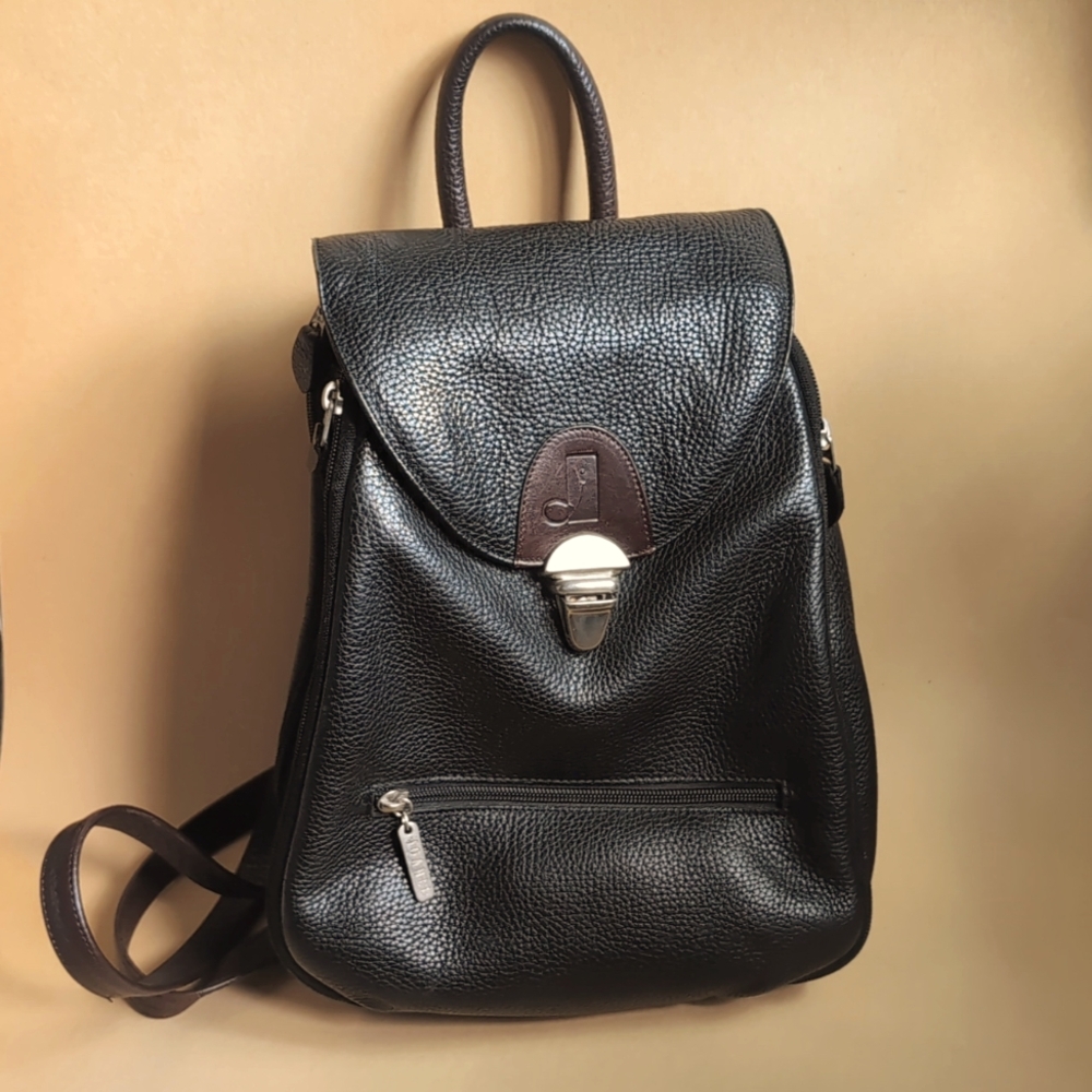 Pebbled leather backpack purse
